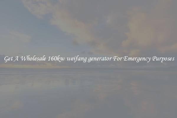 Get A Wholesale 160kw weifang generator For Emergency Purposes