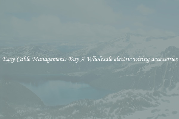 Easy Cable Management: Buy A Wholesale electric wiring accessories